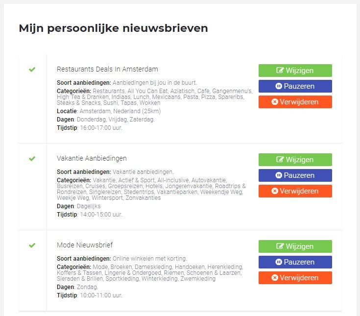 Persoonlijke overzichten
